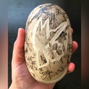 Signed Navajo Horse Hair Pottery Jewelry/Trinket Box